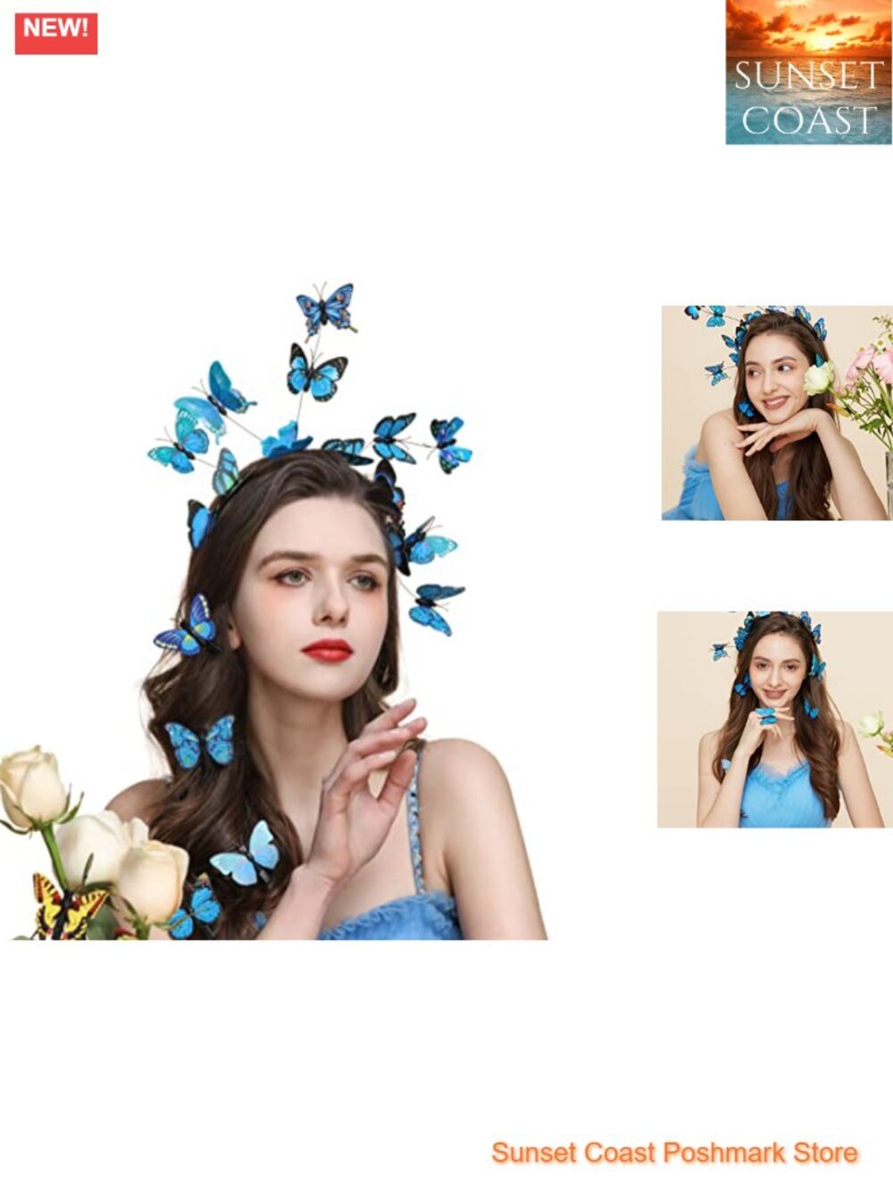 Handmade Butterfly Fascinator Headband Tea Party Headpiece with Clips